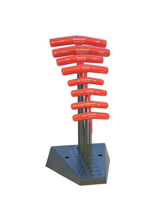 Bondhus 13189 Set of 8 Balldriver and Hex T-handles with Stand, sizes 2-10mm - Image 1