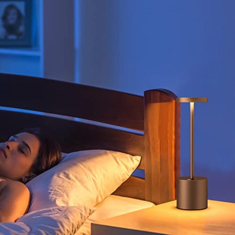 2 Pack Cordless Table Lamps, 5000mAh Rechargeable Battery Powered Lamp, Portable 3 Color Stepless Dimming Desk Lamp, Metal LED Table Light for Outdoor/Patio/Restaurant/Bedroom/Home. Brown Portable Outdoor Table Lamp, 3 Color Stepless Dimming Battery Powered Lamp for Dinner/Patio/Restaurant/Bedroom (Brown - Image 5