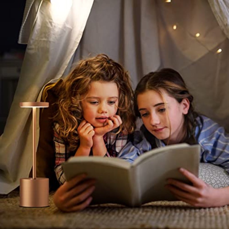 2 Pack Cordless Table Lamps, 5000mAh Rechargeable Battery Powered Lamp, Portable 3 Color Stepless Dimming Desk Lamp, Metal LED Table Light for Outdoor/Patio/Restaurant/Bedroom/Home. Brown Portable Outdoor Table Lamp, 3 Color Stepless Dimming Battery Powered Lamp for Dinner/Patio/Restaurant/Bedroom (Brown - Image 3