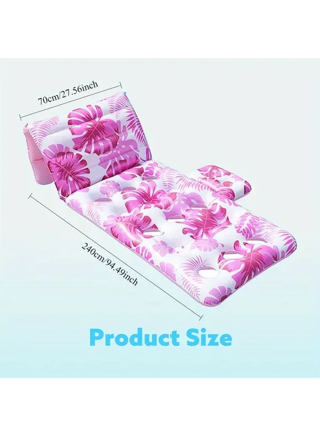 Multifunctional Pink Recliner Adjustable Backrest Pool Float With Cup Holders - Image 5