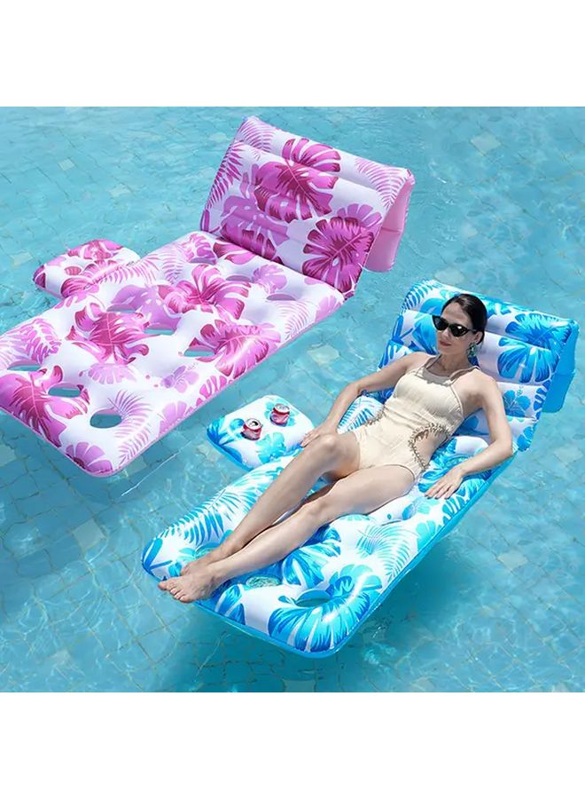 Multifunctional Pink Recliner Adjustable Backrest Pool Float With Cup Holders - Image 2