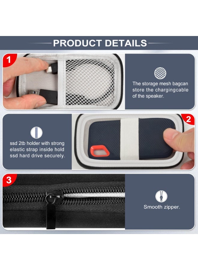 Chabeia Hard Case Protective Cover Compatible with SanDisk Extreme Portable SSD 500GB 250GB 1TB 2TB SDSSDE60-500G-G25 for Everyday Use Travel and Outdoor Storage - Image 2