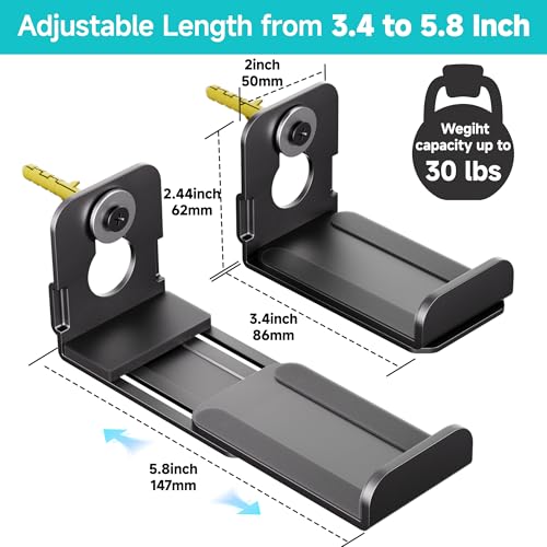 AENTGIU Soundbar Mount Under TV, Adjustable Sound bar Wall Mount Bracket with 3.4" - 5.8", Universal Soundbar Shelf for Most Soundbars, Easy Install, Heavy Duty Sound Bar Holder Support up to 30 lbs - Image 3