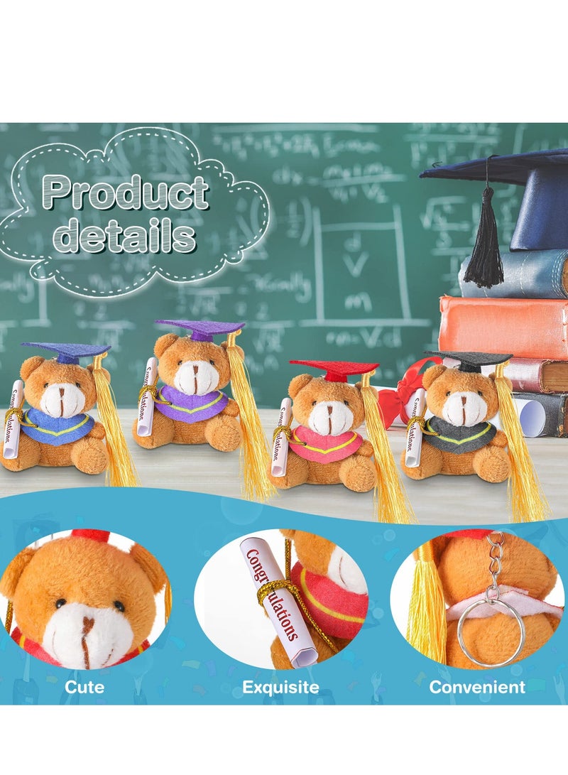 Mini Graduation Bear Toy,2.76 Inch Class of Tiny Bear Mini Stuffed Animals Plush Grad Bear Keychain Graduation Gift DIY Party Favors  for College High School Kindergarten (12 Pcs) - Image 4