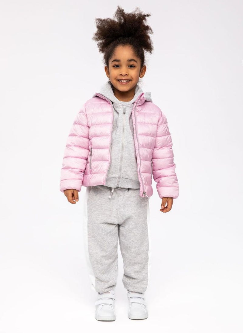 MINOTI Kids Girls Puffer Jacket with Lightweight Padding and Zip  - Image 1