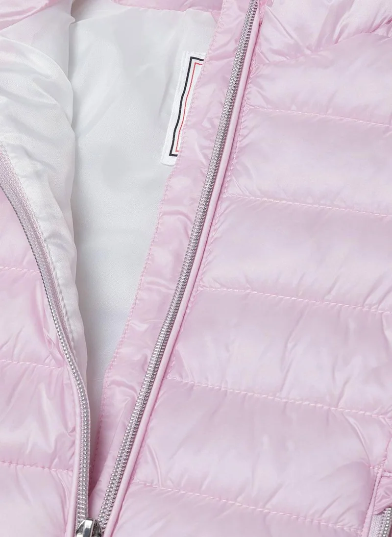 MINOTI Kids Girls Puffer Jacket with Lightweight Padding and Zip