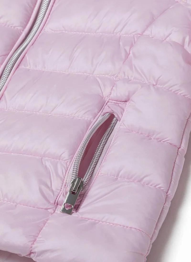 MINOTI Kids Girls Puffer Jacket with Lightweight Padding and Zip