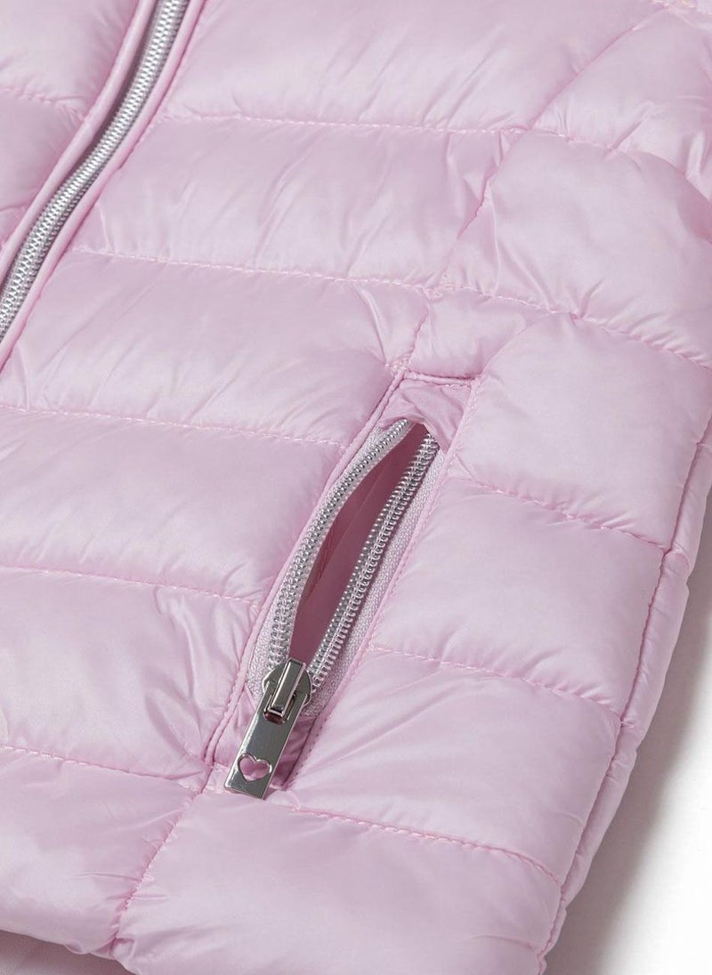MINOTI Kids Girls Puffer Jacket with Lightweight Padding and Zip  - Image 5