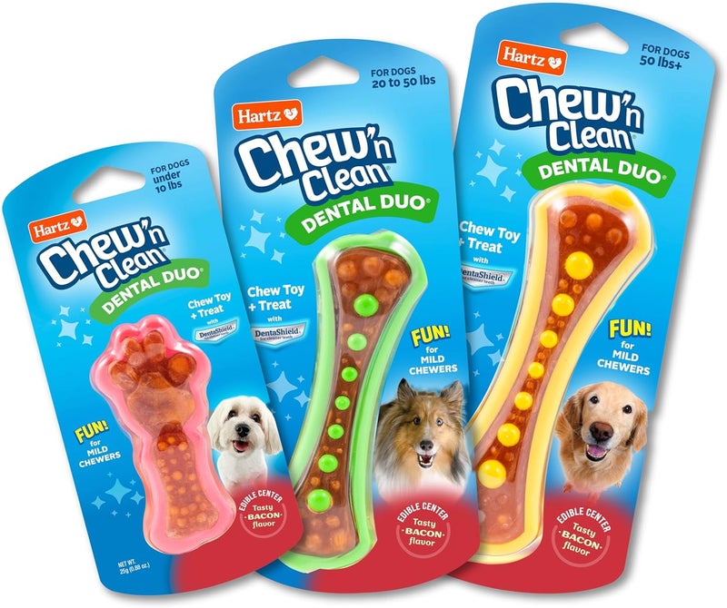 هارتز لعبة مضغ ومكافأة للكلاب بنكهة اللحم المقدد من Hartz Chew ‘n Clean Dental Duo – حجم كبير، قد تختلف الألوان - Image 5