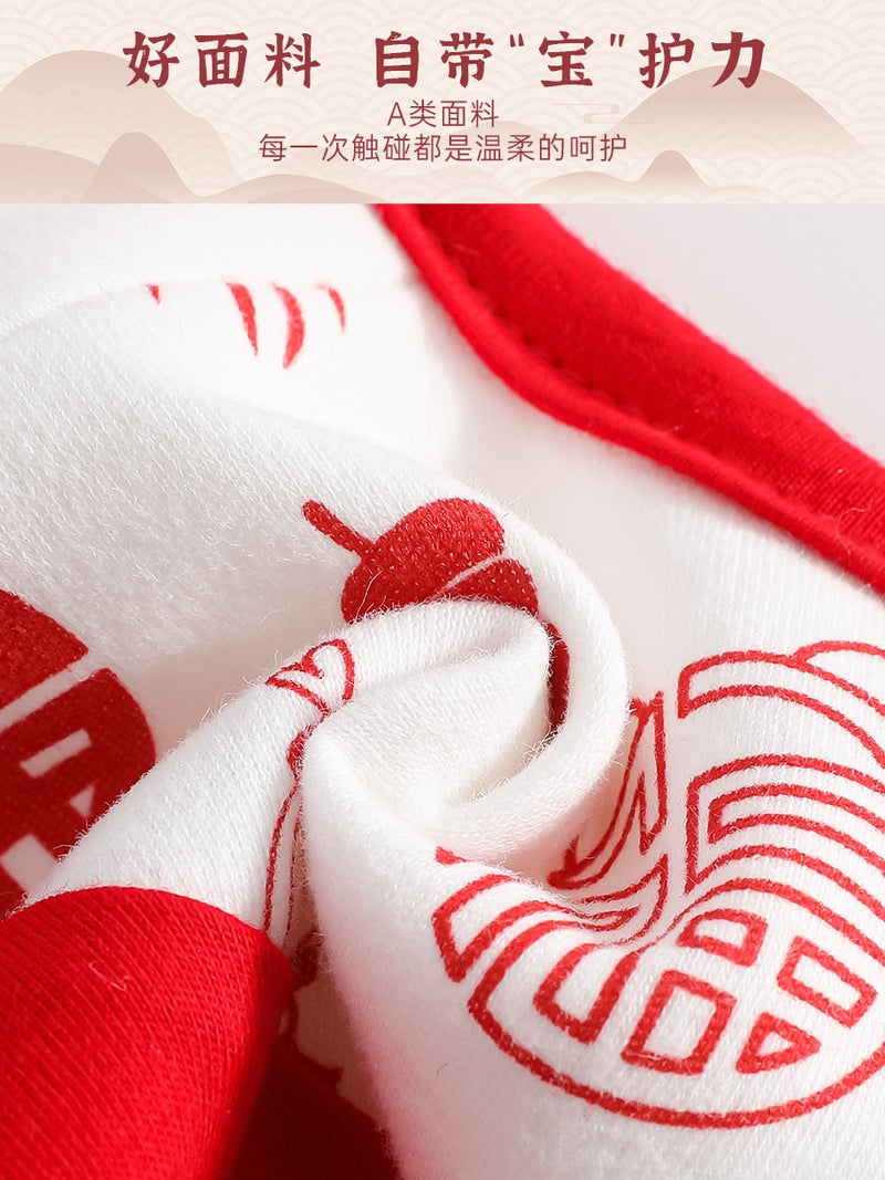 Baby Saliva Towel Full Moon 100 Days Girl Bib Baby 200G Padded Cotton Jumpsuit Baby Climbing Suit - Image 3