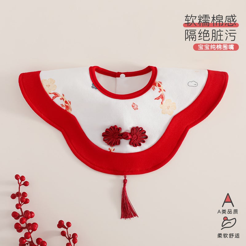 Baby Saliva Towel Full Moon 100 Days Girl Bib Baby 200G Padded Cotton Jumpsuit Baby Climbing Suit - Image 1