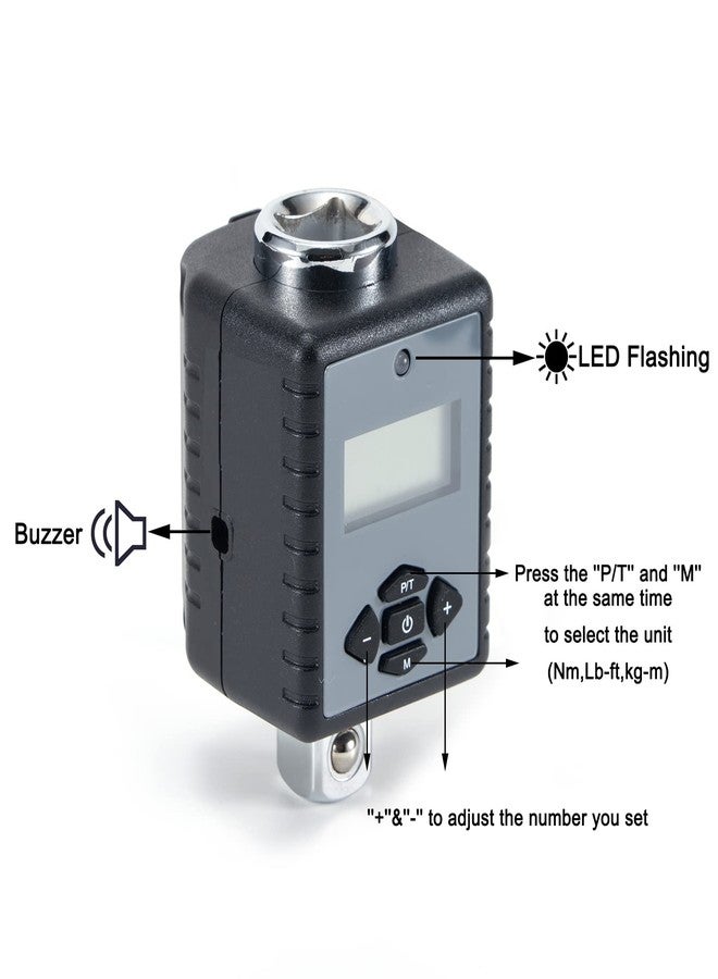 ThreeH 1/4 Inch Digital Torque Adapter (0.22-22.1ft-lb/0.3-30Nm) with Buzzer and LED Flash 1/4'' Drive Digital Torque Wrench Converter - Image 2