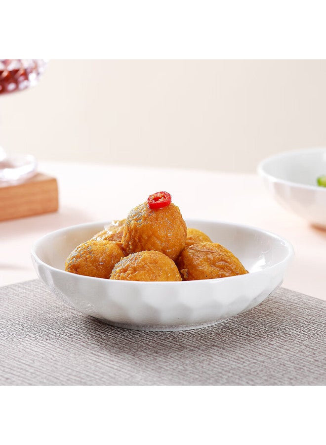 Sky Top Ceramic Embossed Bone China Pure White Home Use 4.75-inch 4-piece Crystal Series Plate Set - Image 3
