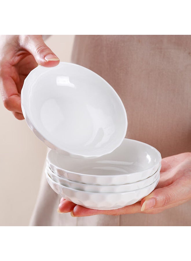 Sky Top Ceramic Embossed Bone China Pure White Home Use 4.75-inch 4-piece Crystal Series Plate Set - Image 4