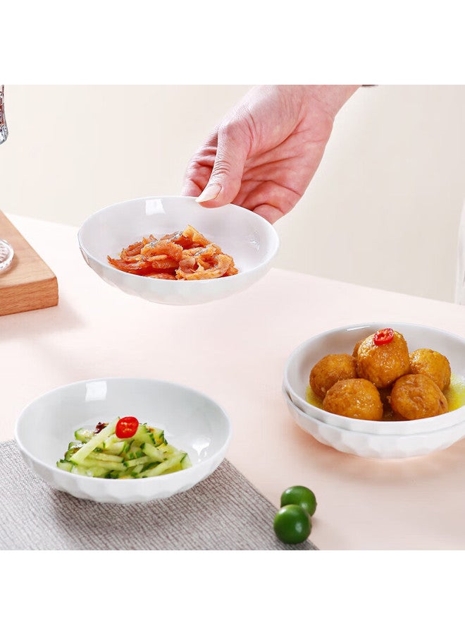 Sky Top Ceramic Embossed Bone China Pure White Home Use 4.75-inch 4-piece Crystal Series Plate Set - Image 1