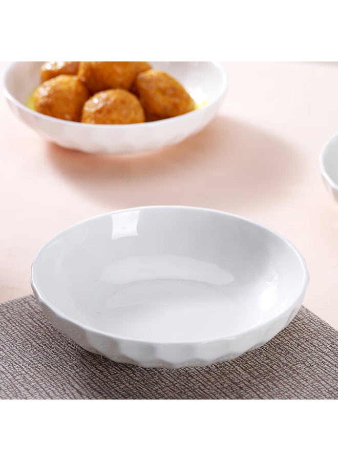 Sky Top Ceramic Embossed Bone China Pure White Home Use 4.75-inch 4-piece Crystal Series Plate Set - Image 5
