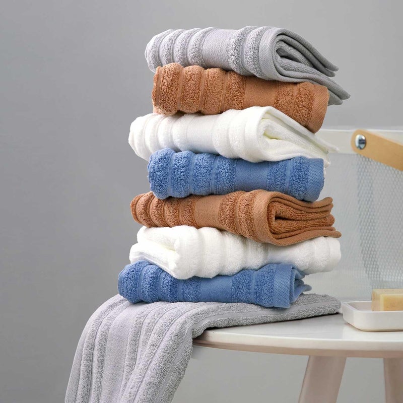 Jacquotha Luxurious 2-Pack Ribbed Striped Hand Towels (White) – Hotel & Spa Premium Cotton Face Towels 13” x 29”, Soft and Quick Drying 480 GSM - Image 2