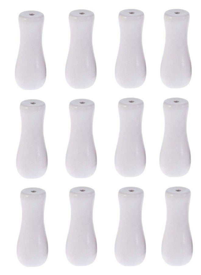 Cutelec 12pcs White Wood Tassel for Window Blinds White Cord Knobs Wooden Hanging Ball Pulls for Curtain Craft - Image 1