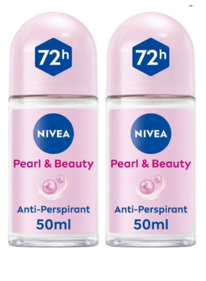 نيفيا رول أون مضاد للتعرق للنساء لؤلؤة الجمال 50 مل عبوة 2 – بخلاصة اللؤلؤ وزيت الأفوكادو، حماية من التعرق والرائحة حتى 48 ساعة - Image 1