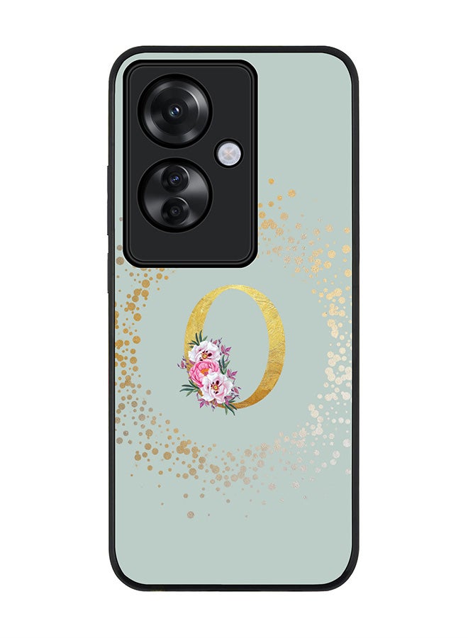 Stylizedd Rugged Black edge case for Oppo Reno11 F / Oppo F25 Pro 5G,Slim fit Soft Cover Custom Monogram Initial Letter Floral Pattern Alphabet - O (Light Grey) - Image 1