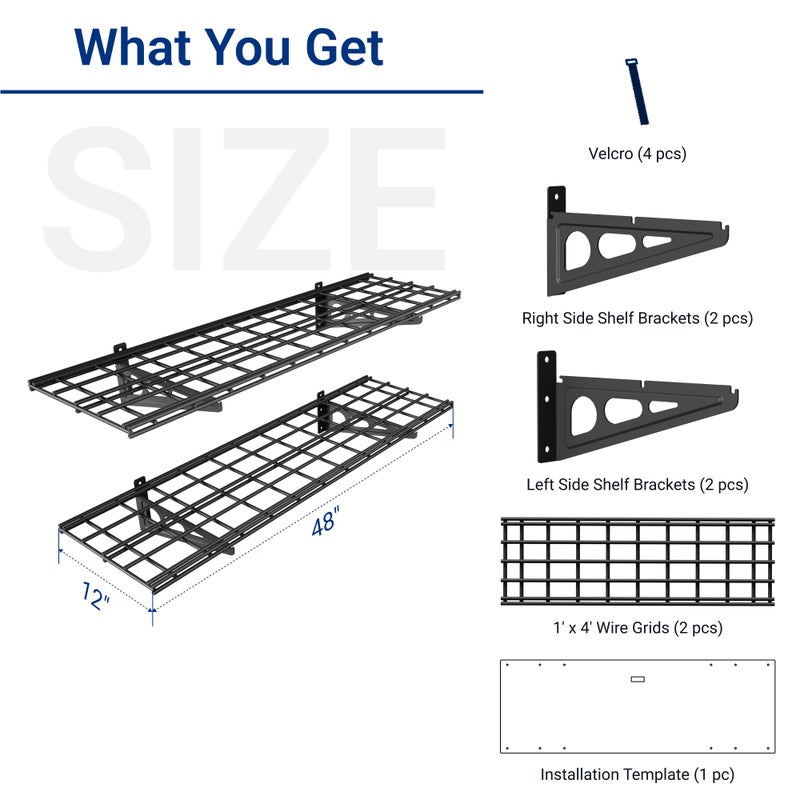 FLEXIMOUNTS 2-Pack 1x4ft 12-inch-by-48-inch Wall Shelf Garage Storage Rack Wall Mounted Floating Shelves, Black, Classic Series - Image 3