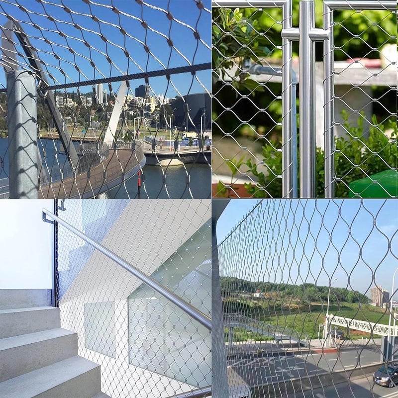 Stainless Steel Rope Wire Mesh Stainless Steel 304 Mesh, Flexible Stainless Steel Rope Mesh, Balcony Stair Wire Rope Safety Net Fall Prevention Net for Zoo Cage Fence, Balcony, Stair(10cm/1.5m - Image 5