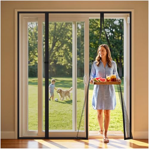 HADOR Magnetic Screen Door, Fits Door Size 60" X 80", Door Mesh with Magnetic Closure and Super Strong Magnets, Heavy Duty Double Opening for Sliding Patio and French Doors - Image 1