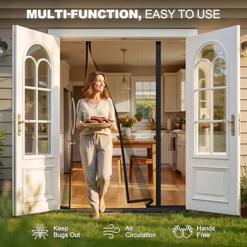 HADOR Magnetic Screen Door, Fits Door Size 60" X 80", Door Mesh with Magnetic Closure and Super Strong Magnets, Heavy Duty Double Opening for Sliding Patio and French Doors - Image 5
