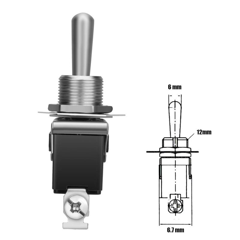MUZHI Toggle Switch 12V, Heavy Duty 120V SPST ON Off Rocker Switch, 2 Pin SPDT Marine Toggle Switches Waterproof 15A 250V 20A 125V(6 Pack) - Image 3