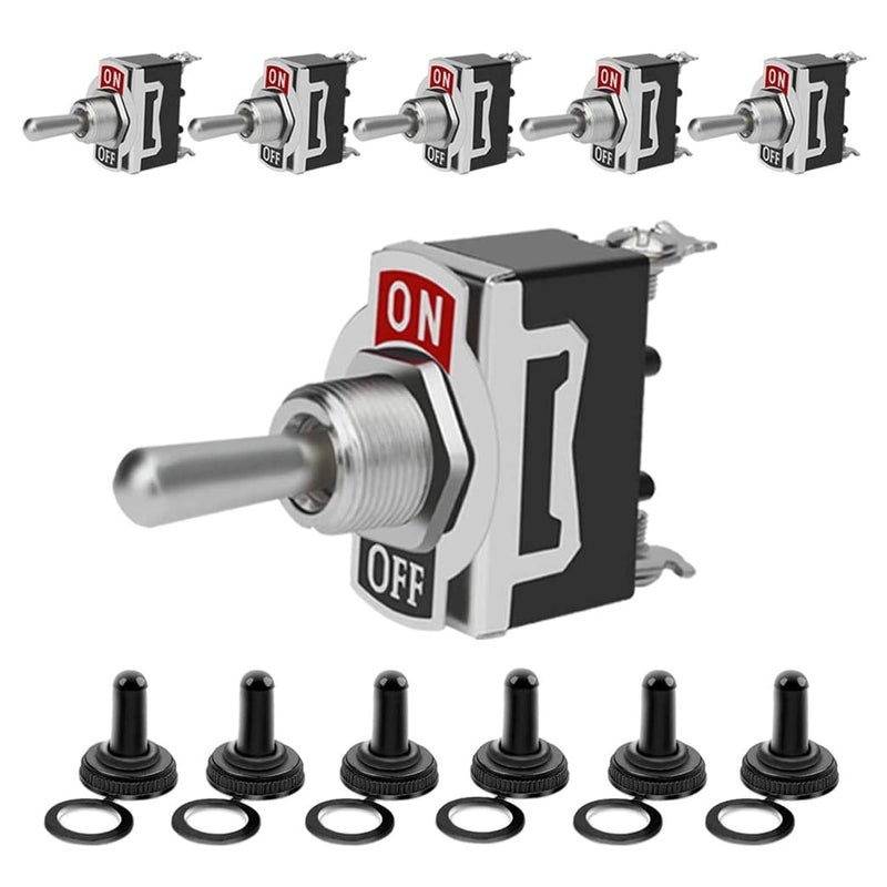 MUZHI Toggle Switch 12V, Heavy Duty 120V SPST ON Off Rocker Switch, 2 Pin SPDT Marine Toggle Switches Waterproof 15A 250V 20A 125V(6 Pack) - Image 1