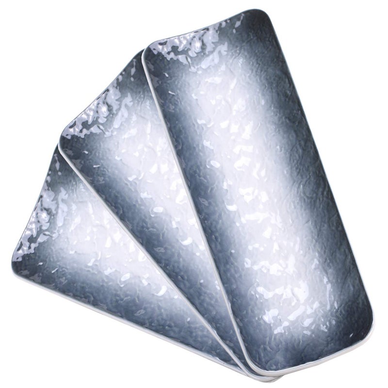 Eglaf 115 Ceramic Platters  Rectangular Embossed Texture Sushi Plates  Party Porcelain Serving Trays for Appetizer Dishes Decoration Entertain Guests Set of 3Gray