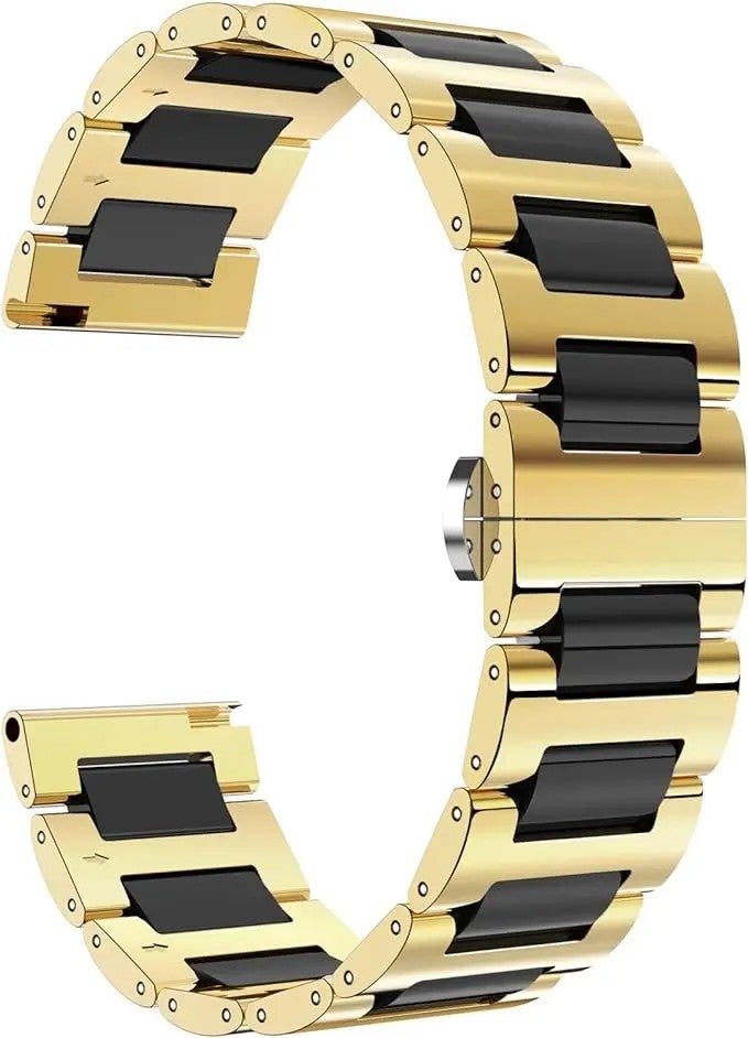 Bluejw Replacement Stainless Steel Ceramic Watch Band with Butterfly Buckle – Polished Bracelet Strap for 12mm 14mm 16mm 18mm 20mm 22mm Watches - Image 3