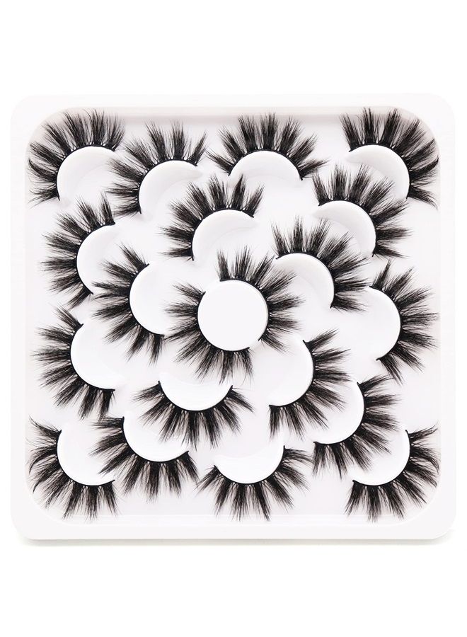 Veleasha Lashes 10 Pairs Natural Fluffy False Eyelashes Soft Wispy Lashes 3D Faux Mink Lashes Pack | V07 - Image 1