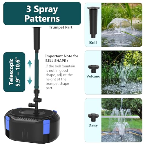 AquaMiracle Pond Pump & Filter Fountain Kit, 400GPH 4-Layer Filtration, 3 Spray Patterns for Outdoor Koi/Fish Ponds 200-350 Gal - Image 2