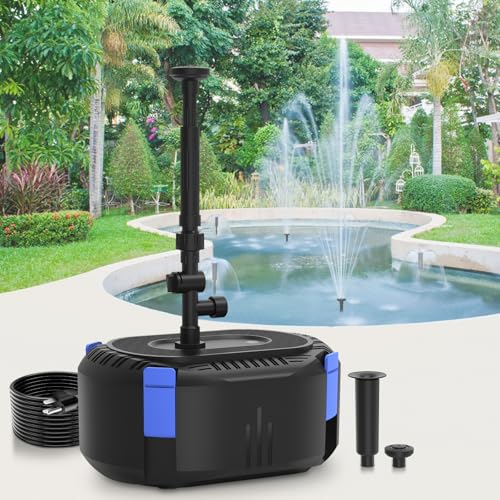 AquaMiracle Pond Pump & Filter Fountain Kit, 400GPH 4-Layer Filtration, 3 Spray Patterns for Outdoor Koi/Fish Ponds 200-350 Gal - Image 1