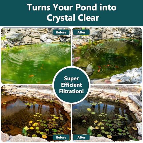 AquaMiracle Pond Pump & Filter Fountain Kit, 400GPH 4-Layer Filtration, 3 Spray Patterns for Outdoor Koi/Fish Ponds 200-350 Gal - Image 3