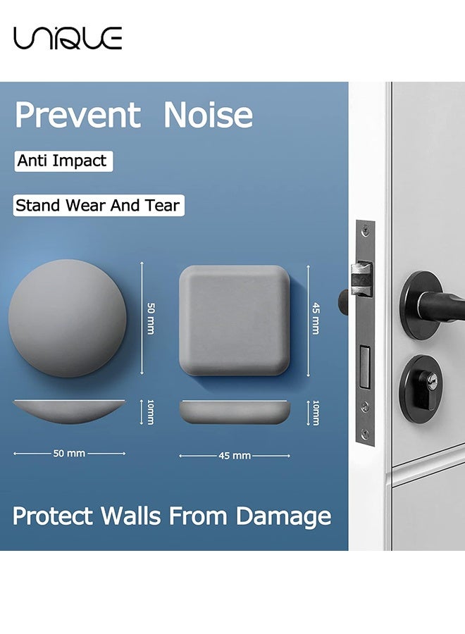 يونيك 4 قطع سدادات الباب واقي الجدار - سيليكون مقبض الباب واقي الجدار - مقبض الباب المصد ذاتية اللصق كاتم الصوت لينة المطاط تحطم الوسادة للمكتب المنزلي - رمادي - Image 2