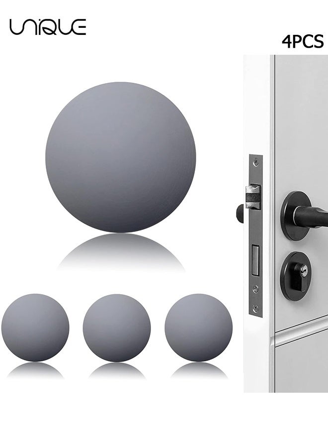 يونيك 4 قطع سدادات الباب واقي الجدار - سيليكون مقبض الباب واقي الجدار - مقبض الباب المصد ذاتية اللصق كاتم الصوت لينة المطاط تحطم الوسادة للمكتب المنزلي - رمادي - Image 1
