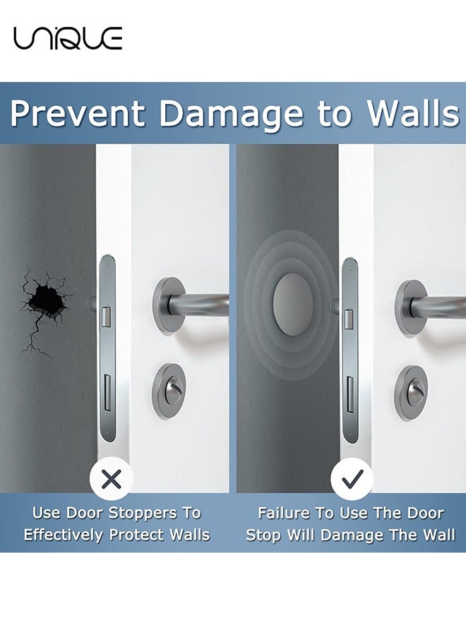 يونيك 4 قطع سدادات الباب واقي الجدار - سيليكون مقبض الباب واقي الجدار - مقبض الباب المصد ذاتية اللصق كاتم الصوت لينة المطاط تحطم الوسادة للمكتب المنزلي - رمادي - Image 3