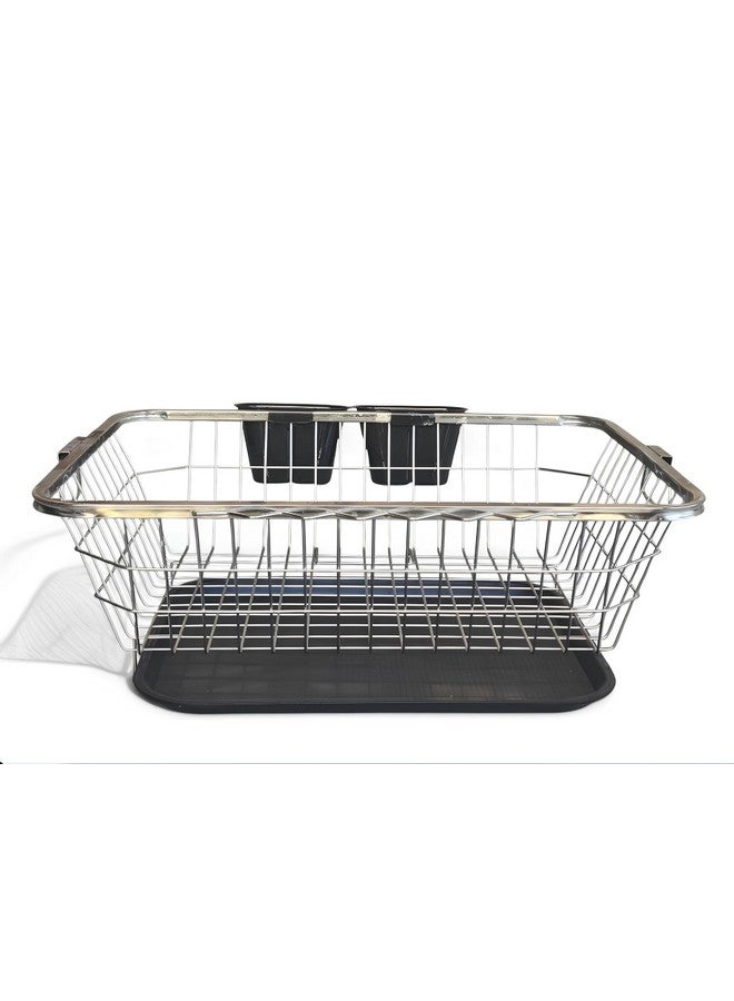 Birdwing Steel Drainer Tray Basket (60x47x23) Dish Drainer Rack with Drip Tray Stainless Steel Utensil Drying Stand for Kitchen Plate Rack Bartan Basket Sink Counter Top Dish Drainer Rack - Image 1
