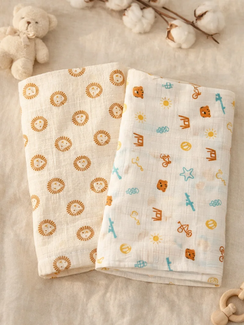 Nautinati Nautinati Baby Boys' Muslin 100% Cotton Pack of 2 All-over Print Woven Swaddles