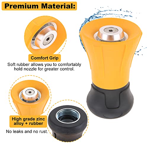 Hicello Fireman Hose Nozzle, Yellow Garden Hose Nozzle, High Pressure Sprayer Nozzle for Car Washing, Patio Cleaning, Watering Lawn and Garden, Universal Fit Garden Hoses - Image 4