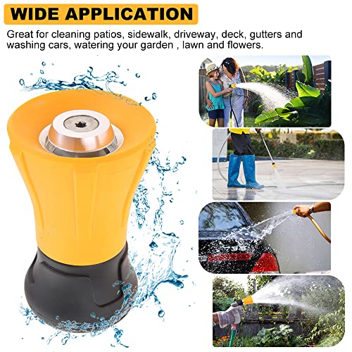 Hicello Fireman Hose Nozzle, Yellow Garden Hose Nozzle, High Pressure Sprayer Nozzle for Car Washing, Patio Cleaning, Watering Lawn and Garden, Universal Fit Garden Hoses - Image 3