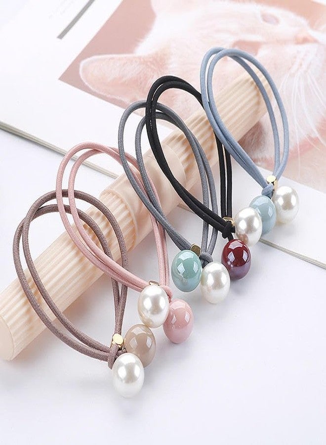 LOCKLUX Rubber Bands Fancy Ponytail bands colorful stone design. Combo of 6 fancy premium-quality rubber bands. | Stylish Hair Bands for Women | Pearl & Stone Hair Accessories, Elastic Rubber Band for Daily & Party Use (Multicolor) - Image 1