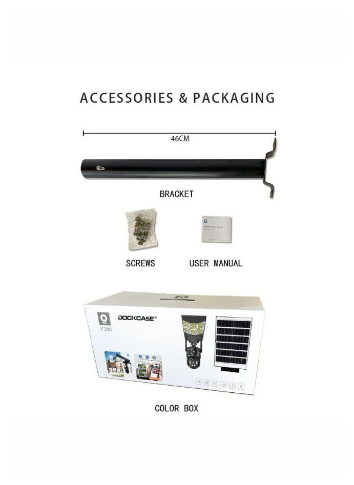 DOCKCASE 4MP Outdoor 4G SIM Card AI Dual Lens  Solar Security CCTV Camera and Street Lighting  - Image 4