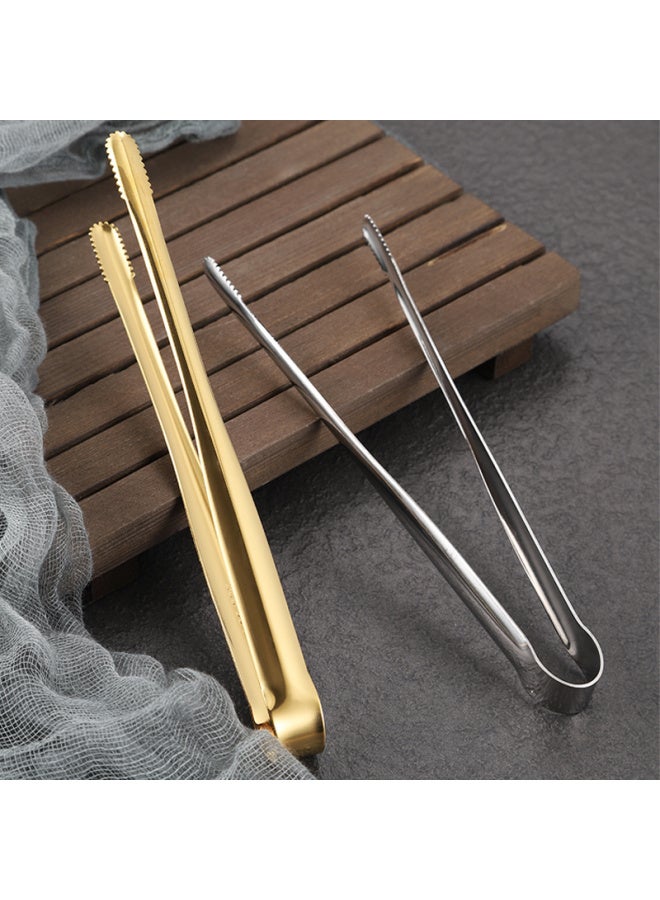E * Japanese 304 Stainless Steel Barbecue Clip Golden Barbecue Clip Lined Food Clip Steak Clip BBQ Buffet Cuisine-Colour:Bare Body Clip 24cm (gold) + Black Scissors - Image 5