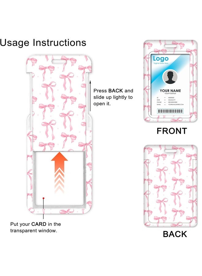 2Pcs Pink Bow Coquette Gifts Set Includes ID Badge Holder and Retractable Badge Reel with Alligator Clip Funny Name Tag Card Holder - Image 4