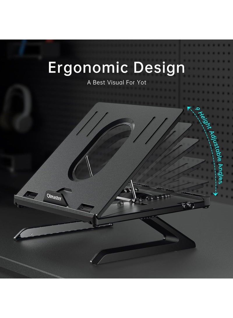 Laptop Stand for Desk, Muti-Angle Adjustable Portable Foldable Stand with Heat-Vent, Ergonomic Laptop Stand Riser Compatible with MacBook, Air, Pro, Surface Laptop (9-15.6 inches) (Black) - Image 2