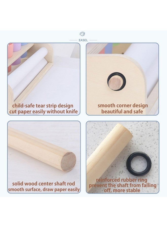 XDONEF Wooden Tabletop Paper Roll Dispenser with Paper Roll 11.4inx98.4ft and Pencil Cups Craft Paper Roll Holder Art Paper Roll Dispenser for Kids Desktop Easel for Drawing - Image 3