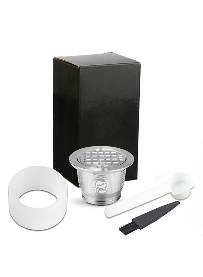 NIBEMINENT Stainless Steel Fillable Coffee Capsule Cup Silver 11*5.5*5.5cm - Image 1